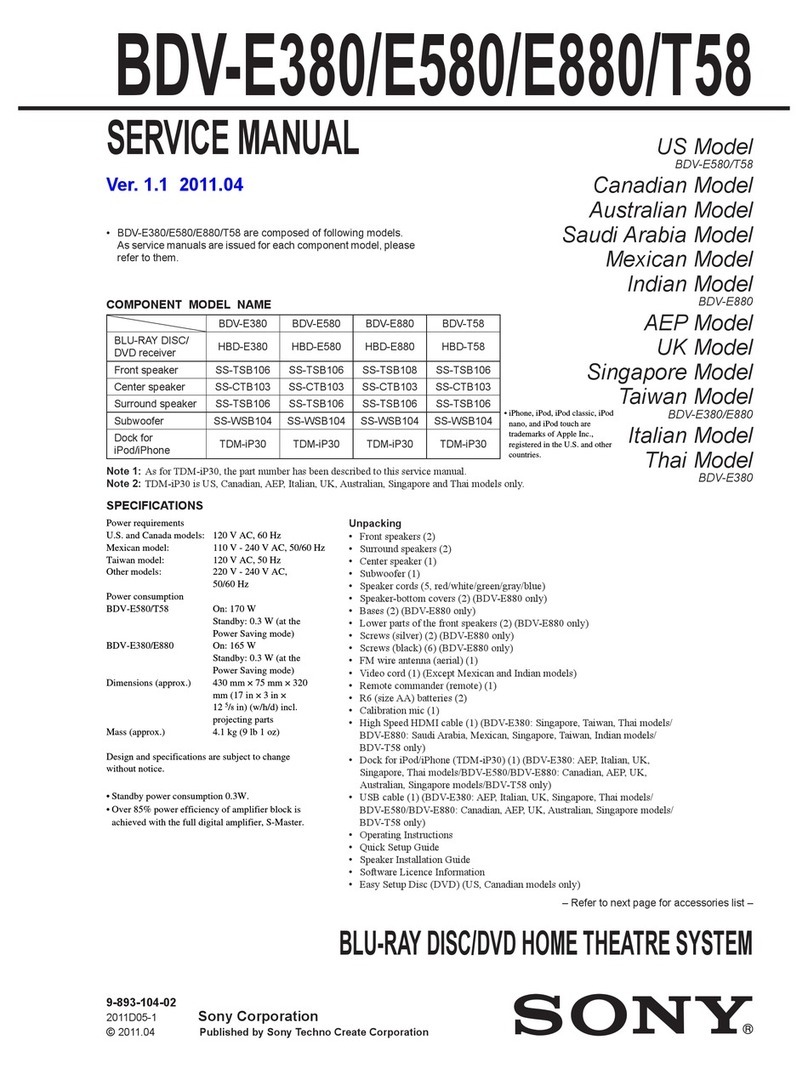 Sony BDV-E380 Accessories guide