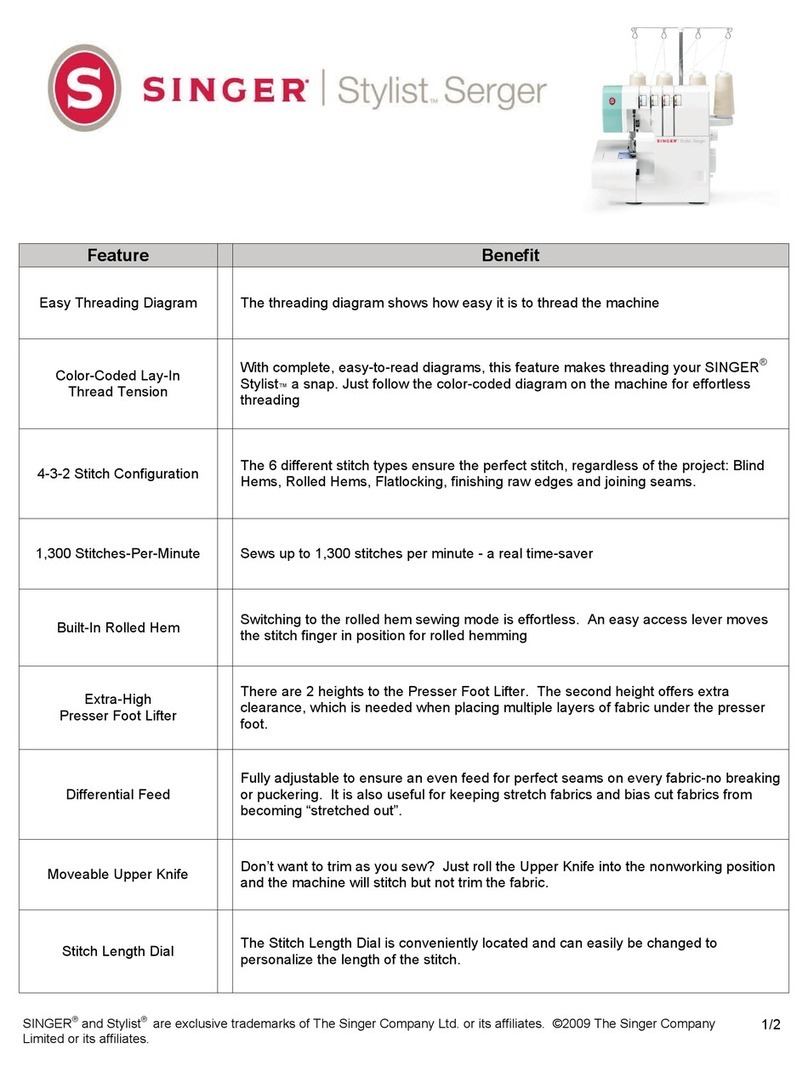 Singer Stilist Serger Features list