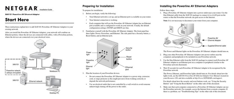 NETGEAR XAV101 - Powerline AV EN Adapter Bridge User manual NETGEAR XAV101 - Powerline AV EN Adapter Bridge User manual