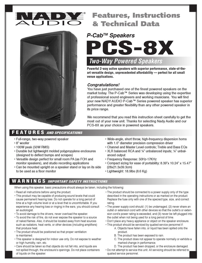 Nady Systems P-Cab Speakers PCS-8X instruction manual
