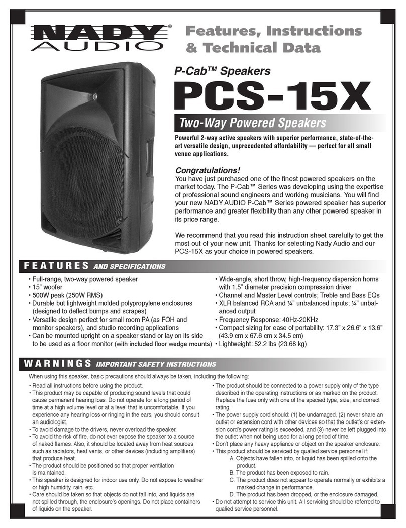 Nady Systems P-Cab Speakers PCS-15X Instruction manual