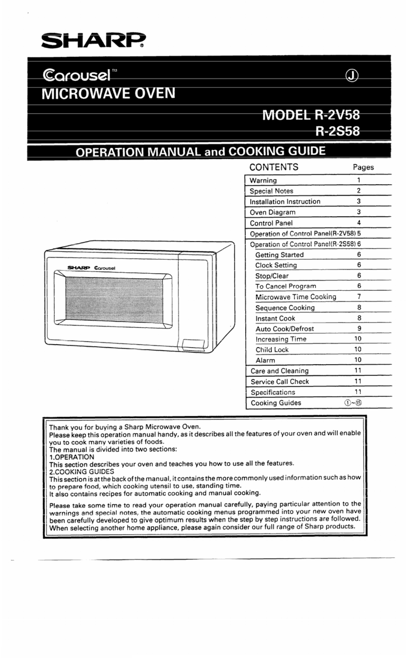 Sharp Carousel R-2V58 Use and care manual