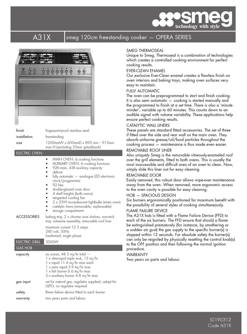 Smeg OPERA A31X Information sheet