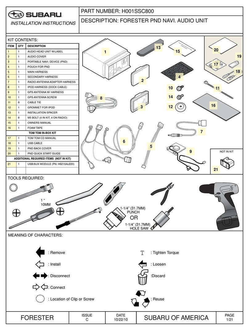 Subaru H001ssC800 installation instructions