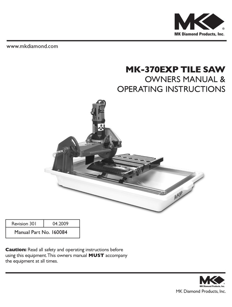 MK Diamond Products MK-370EXP TILE SAW Owner's manual & operating instructions