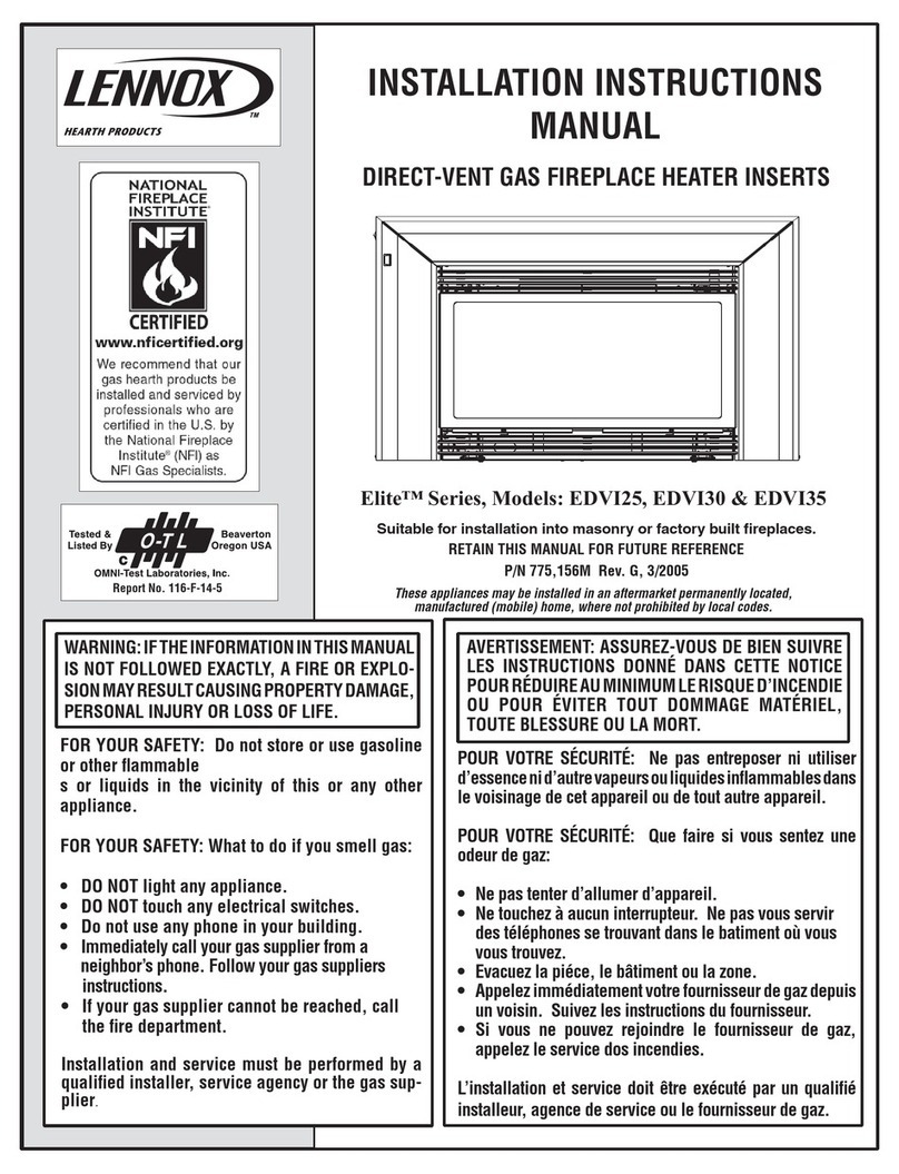 Lennox Hearth Products Elite EDVI25 Installation instructions manual Lennox Hearth Products Elite EDVI25 Installation instructions manual