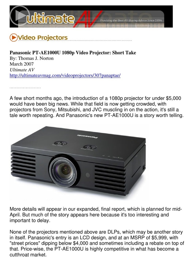 Panasonic PT-AE1000U - LCD Projector - HD 1080p User manual