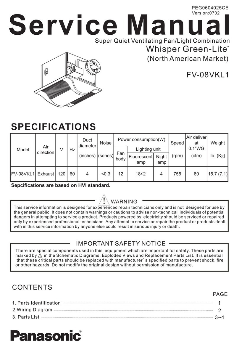 Panasonic Whisper Green-Lite FV-08VKL1 User manual