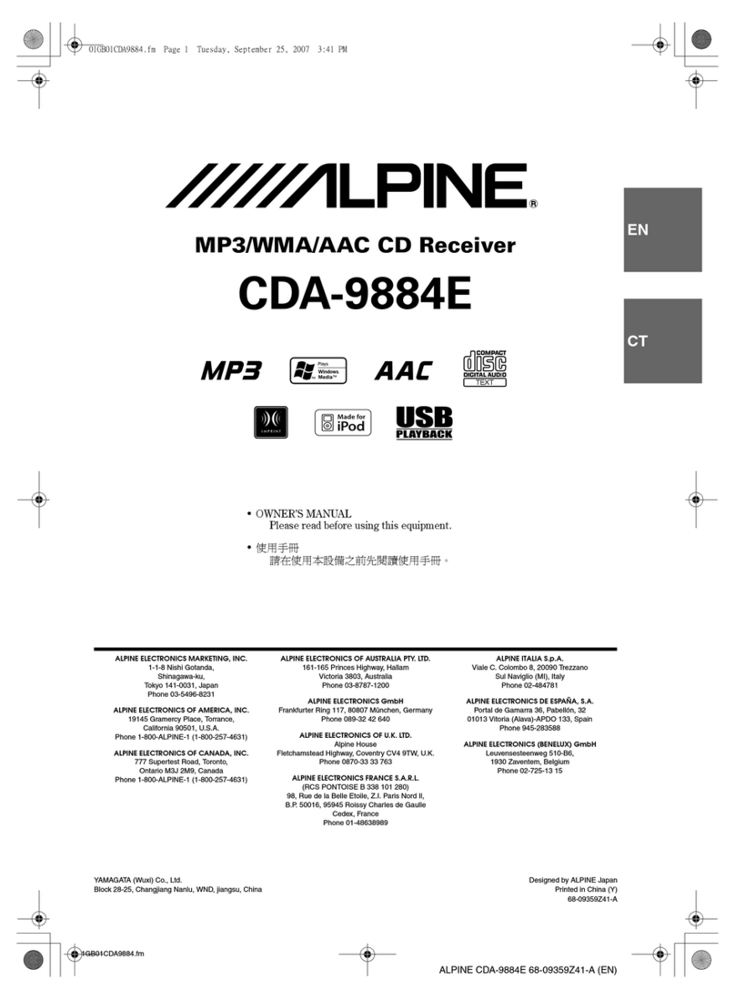 Alpine CDA-9884E owner's manual