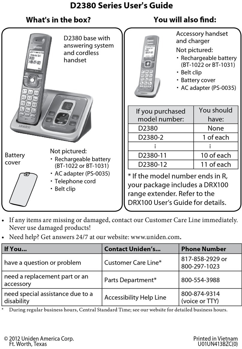 Uniden D2380 Series user guide