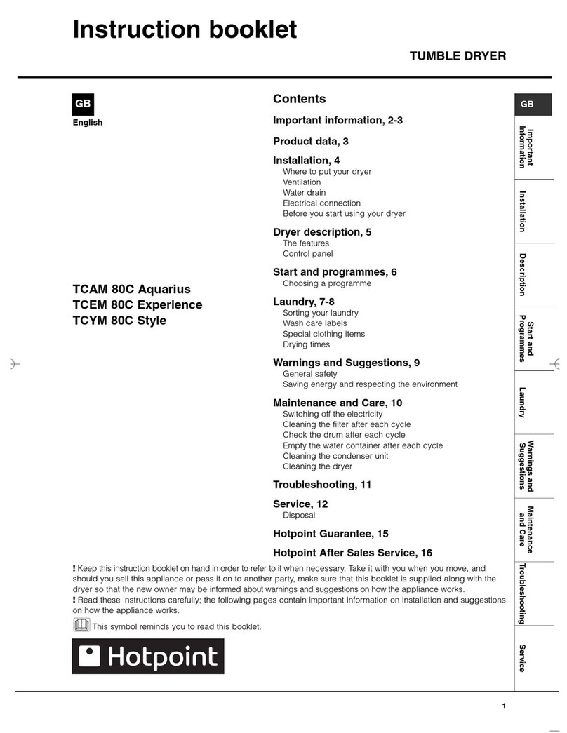 Indesit TCAM 80C Aquarius Instruction booklet