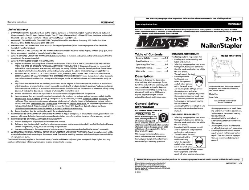 Maxus MXN10400 operating instructions