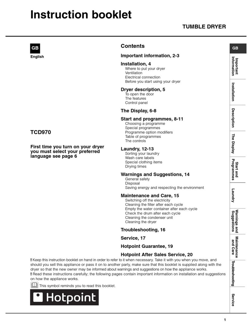 Hotpoint TCD970 Instruction booklet