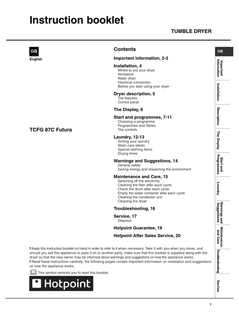 Hotpoint TCFG 87C Instruction booklet