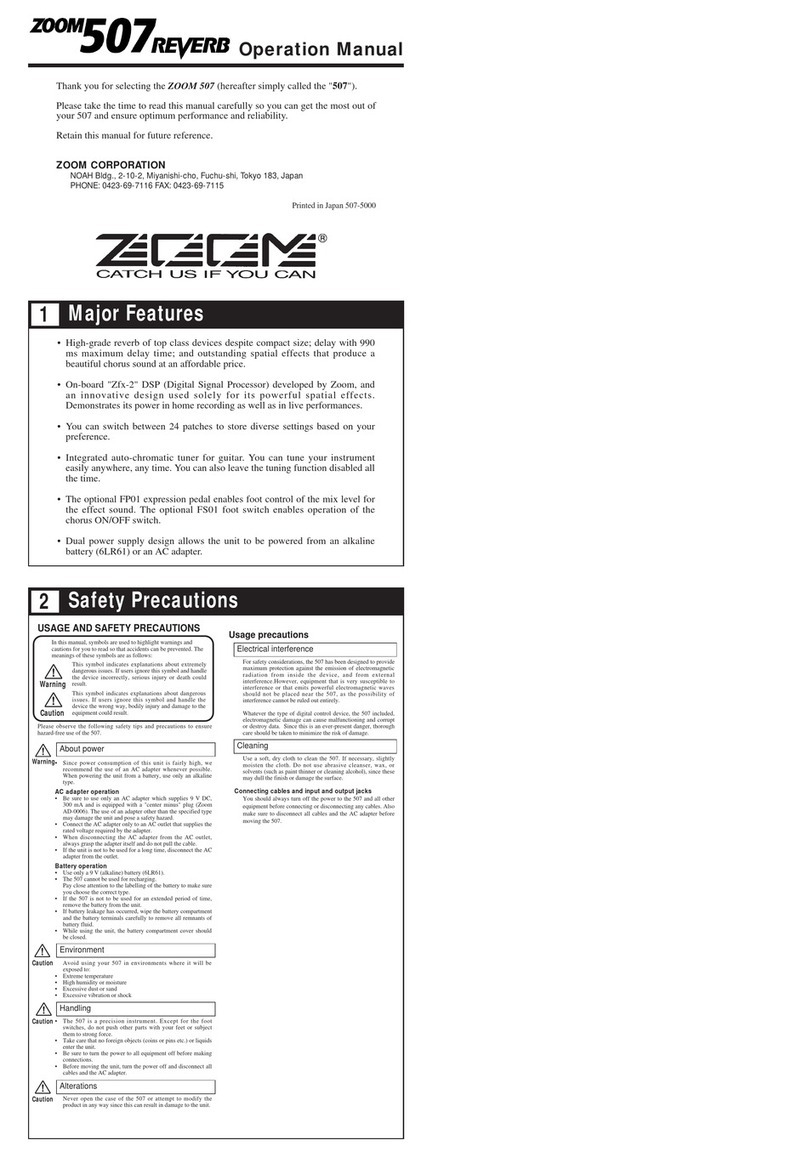 Zoom 507 REVERB User manual