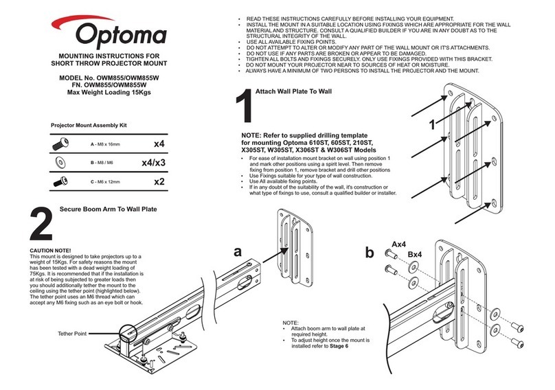 Optoma OWM855 Mounting instructions