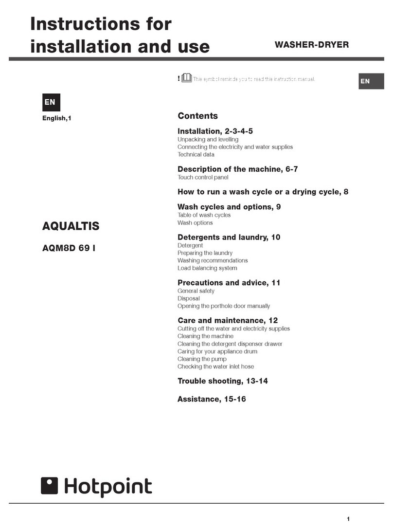 Hotpoint AQUALTIS AQM8D 69 I Instructions for installation and use
