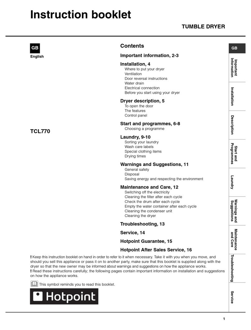 Hotpoint TCL770 Instruction booklet