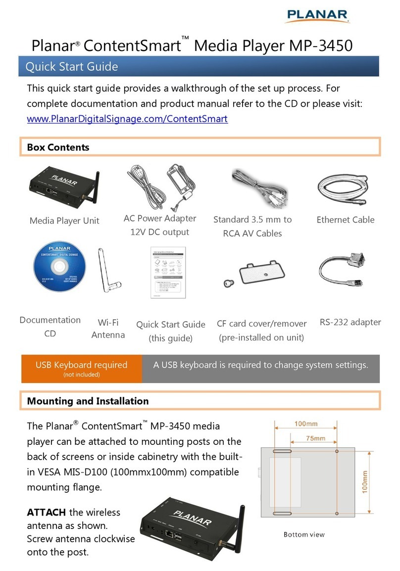 Planar ContentSmart MP-3450 quick start guide