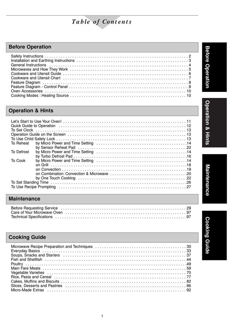 Panasonic Dimension4 NN-C988W Operating guide and cook book