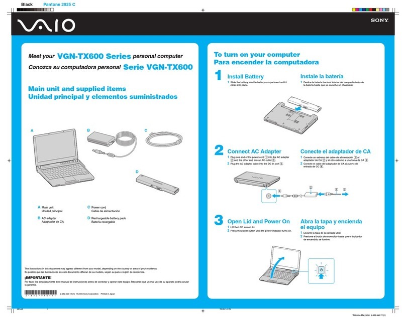 Sony VAIO VGN-TX600 Series quick start guide