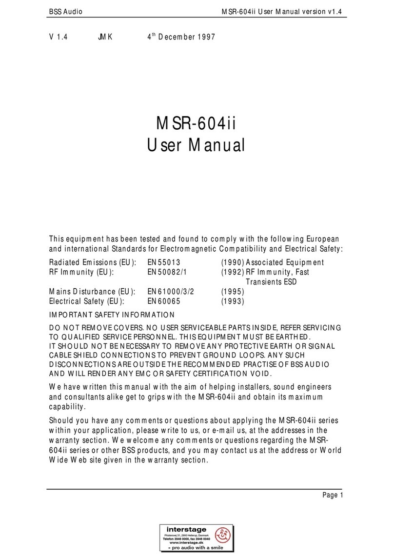 BSS Audio MSR-604ii user manual