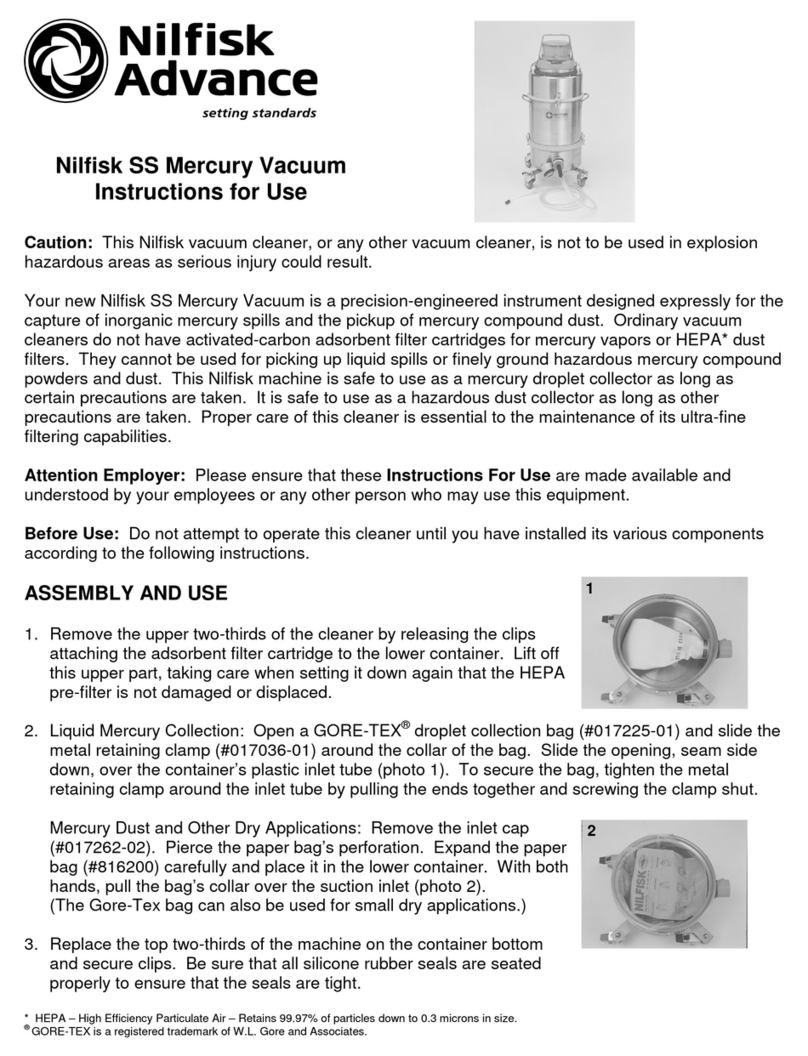 Nilfisk-Advance SS MERCURY VACUUM User manual