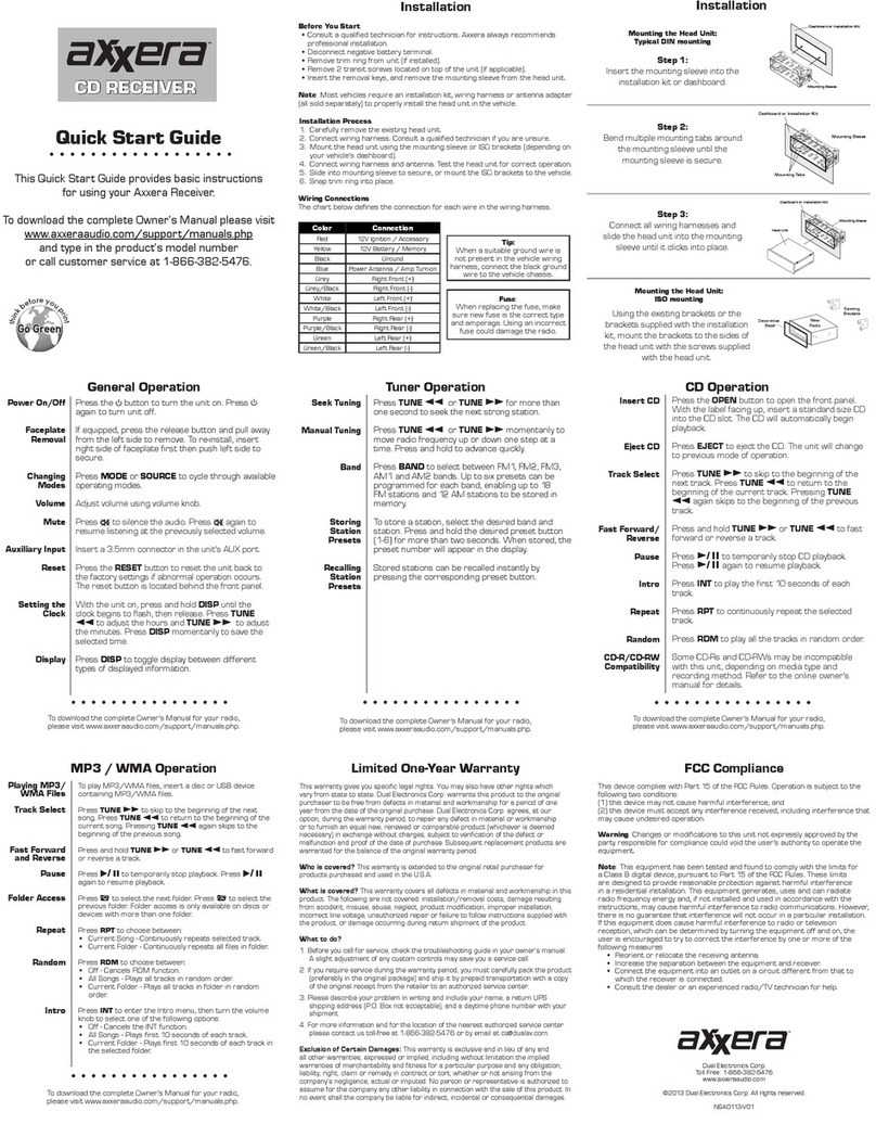 Axxera Axxera CD Receiver User manual