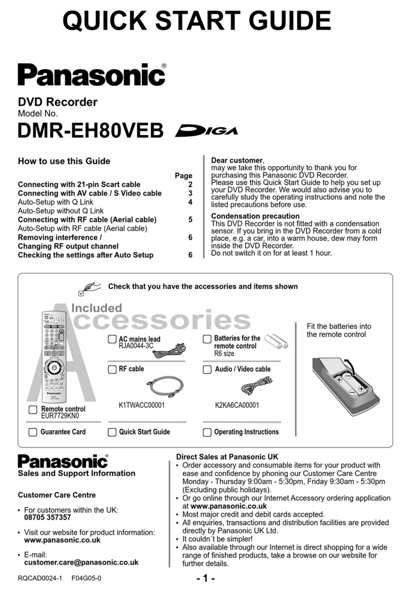 Panasonic Diga DMR-EH80VEB quick start guide