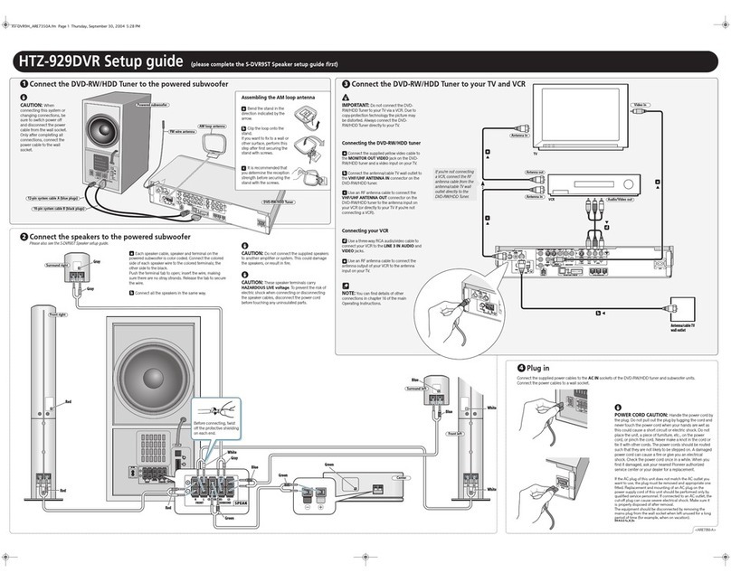 Pioneer HTZ-929DVR Setup guide