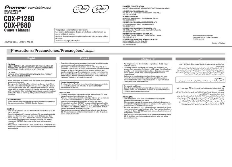 Pioneer P680 - CDX CD Changer owner's manual