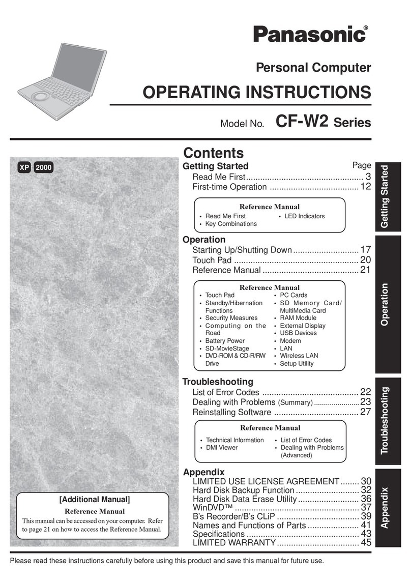 Panasonic CF-W2 Series operating instructions