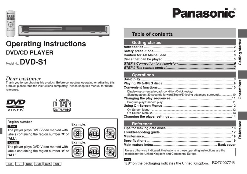 Panasonic DVDS1 - PORTABLE DVD PLAYER User manual