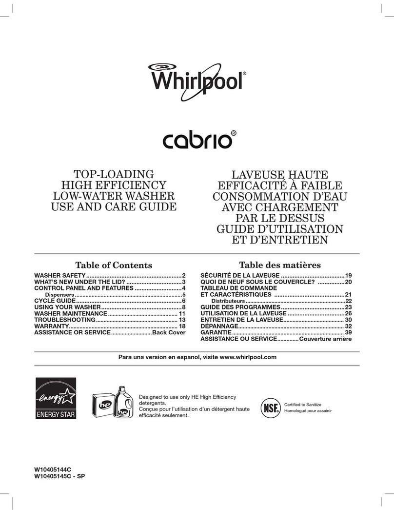 Whirlpool Cabrio,- WED7300X Use and care guide Whirlpool Cabrio,- WED7300X Use and care guide