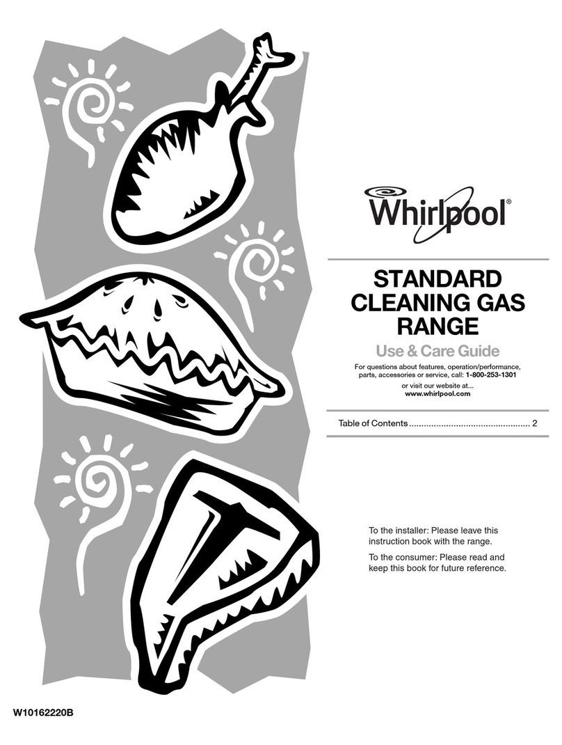 Whirlpool STANDARD CLEANING GAS RANGE User manual