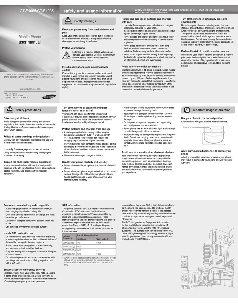 Samsung GT-E1085L User manual