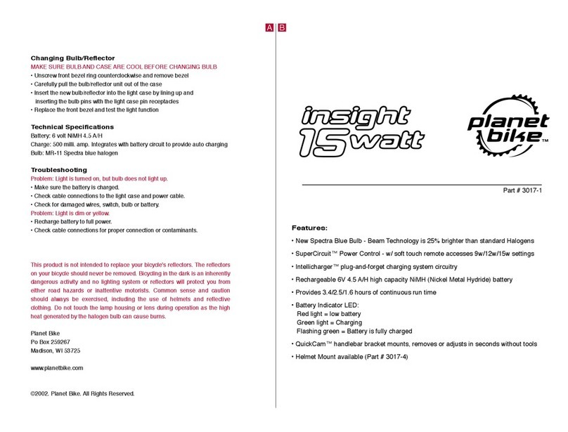 Planet Bike INSIGHT user manual