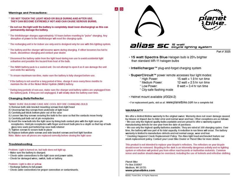 Planet Bike ALIAS SC user manual