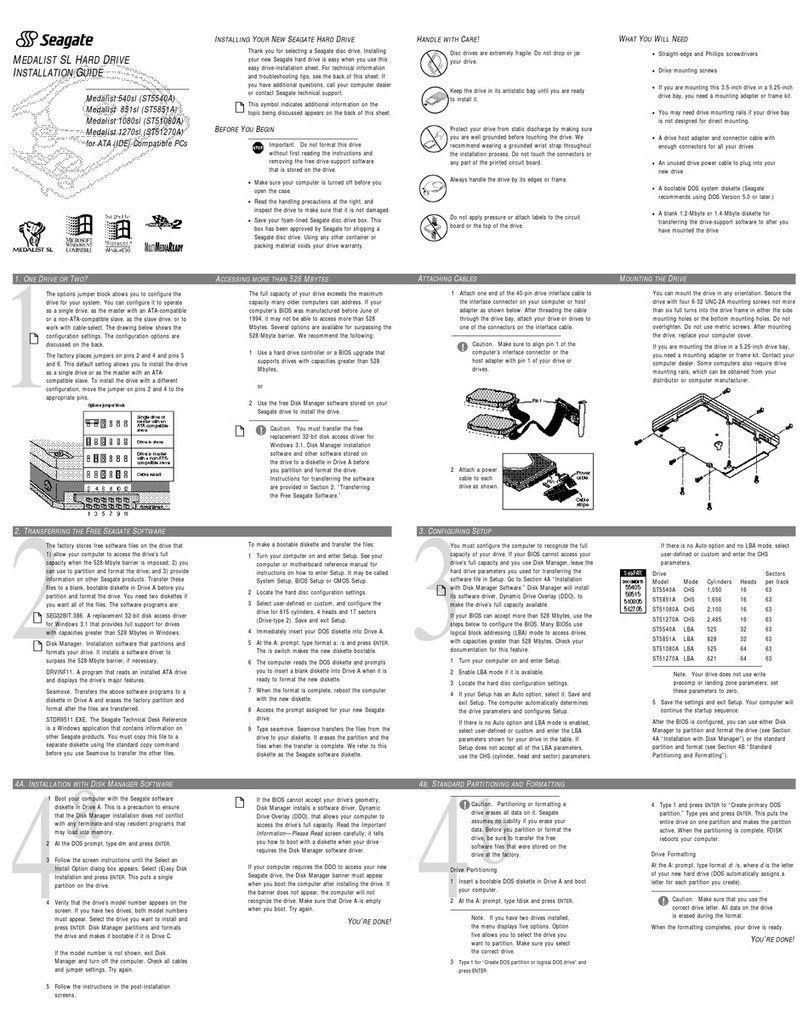 Seagate Medalist 540sl ST5540A User manual