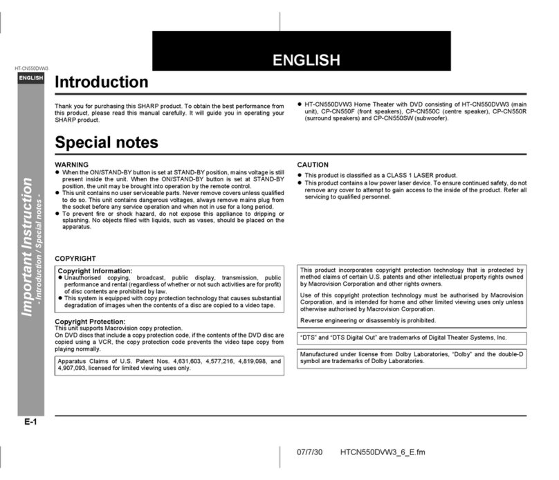 Sharp HT-CN550DVW3 User manual Sharp HT-CN550DVW3 User manual