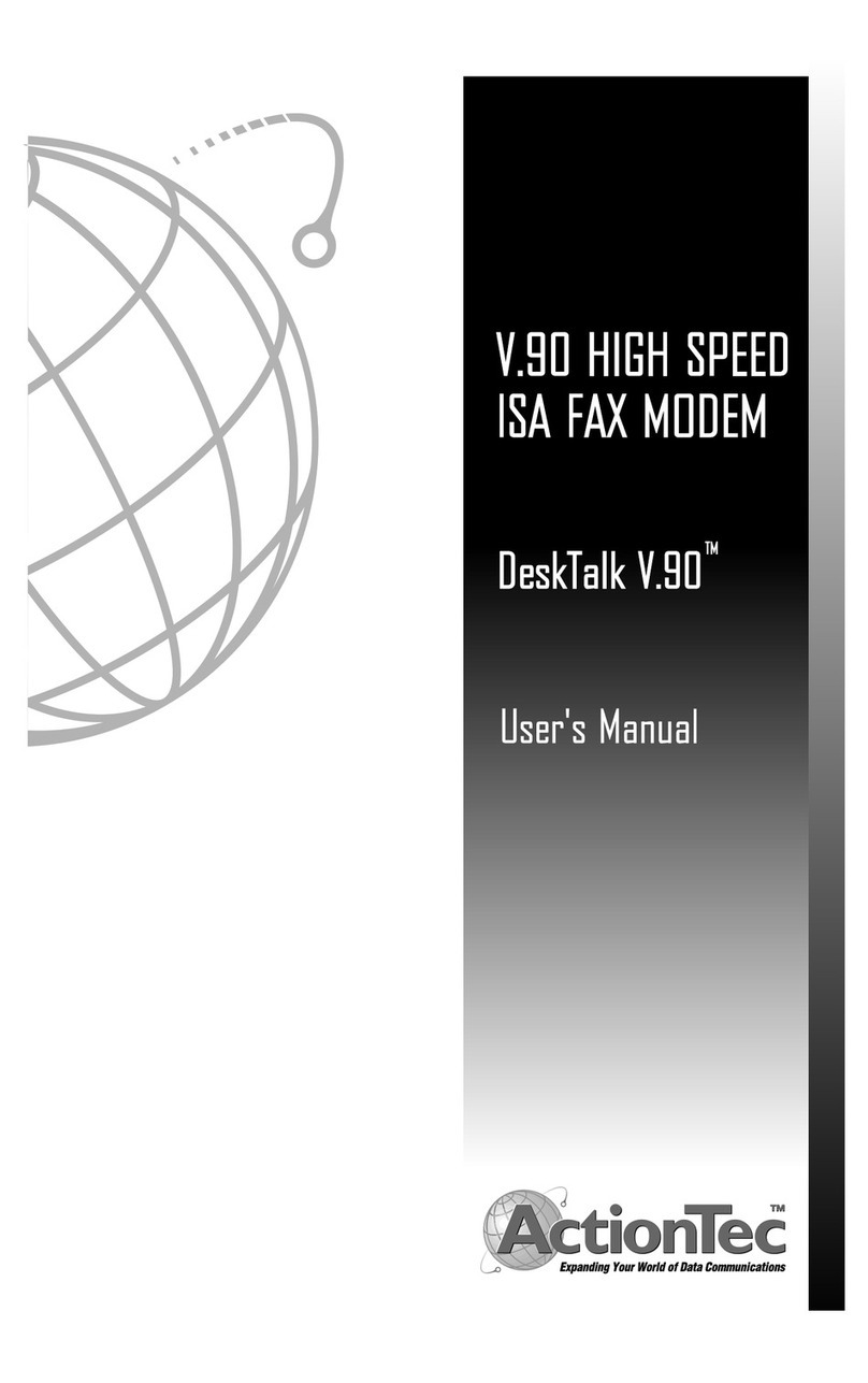 ActionTec DataLink V.90 PC Card Fax Modem PCMCIA User manual ActionTec DataLink V.90 PC Card Fax Modem PCMCIA User manual