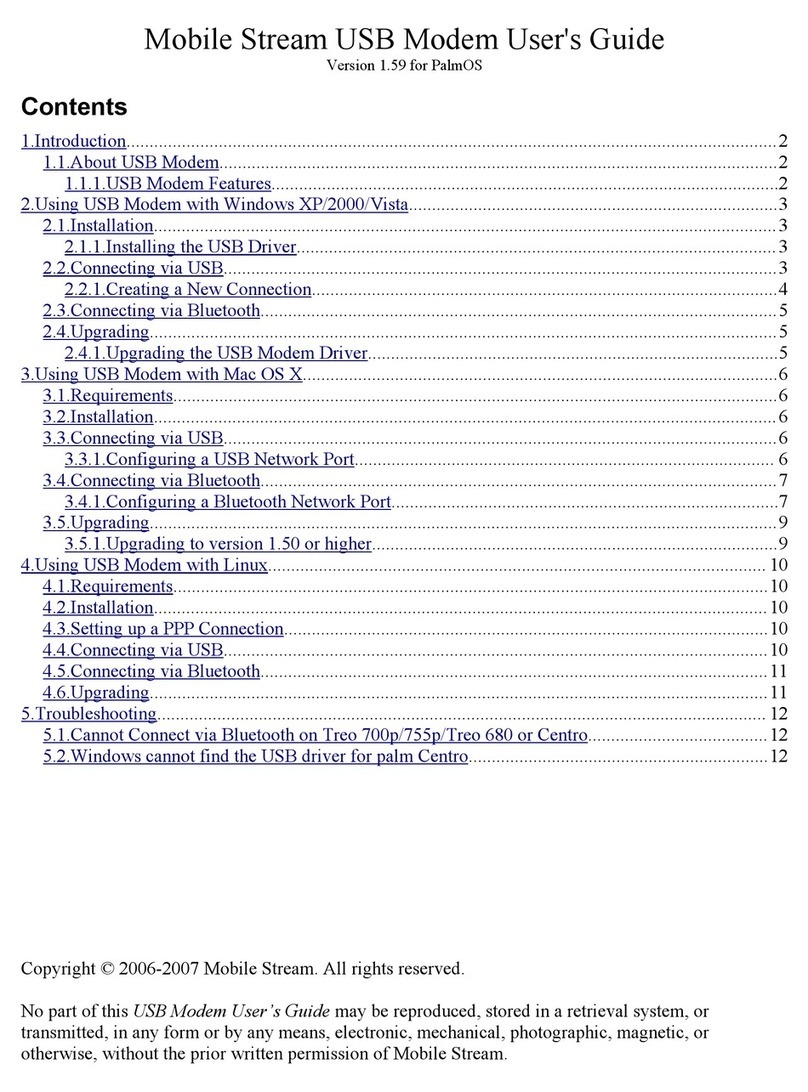 Mobile Stream USB Modem user guide Mobile Stream USB Modem user guide