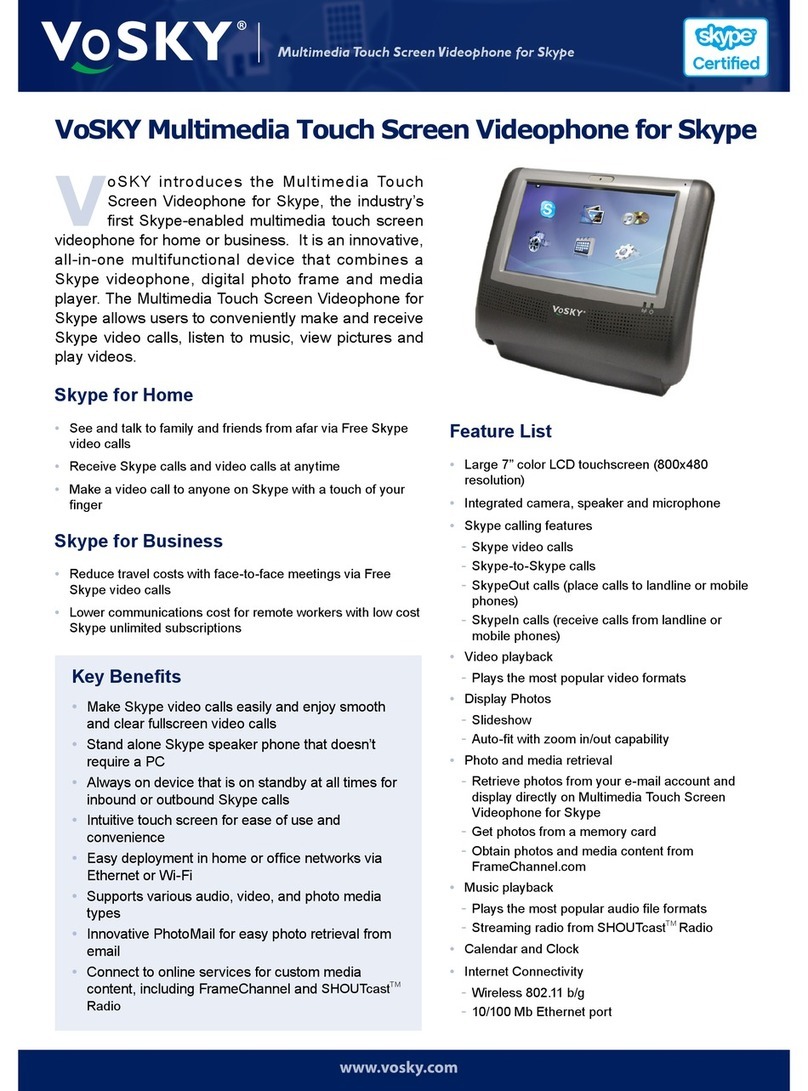 VoSKY Videophone for Skype Specifications