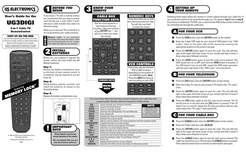 US Electronics UG3DIGI user guide