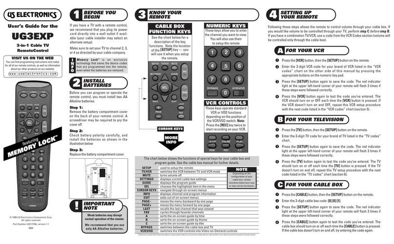 US Electronics UG3EXP user guide