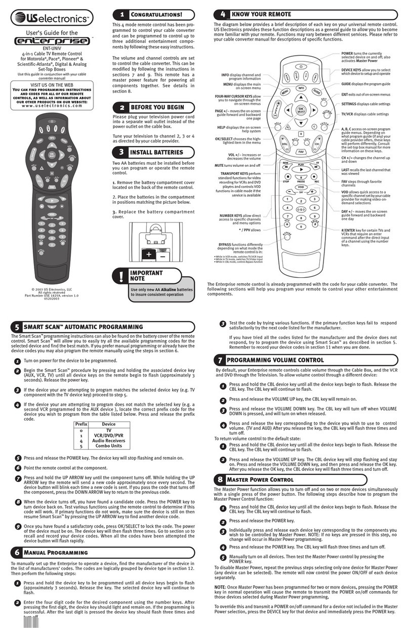 US Electronics Enterprise ENT-UNIV User manual