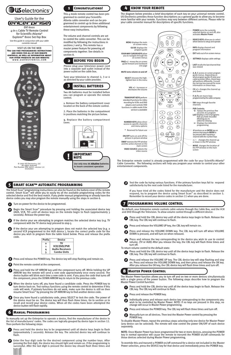 US Electronics Enterprise ENT-8000 User manual