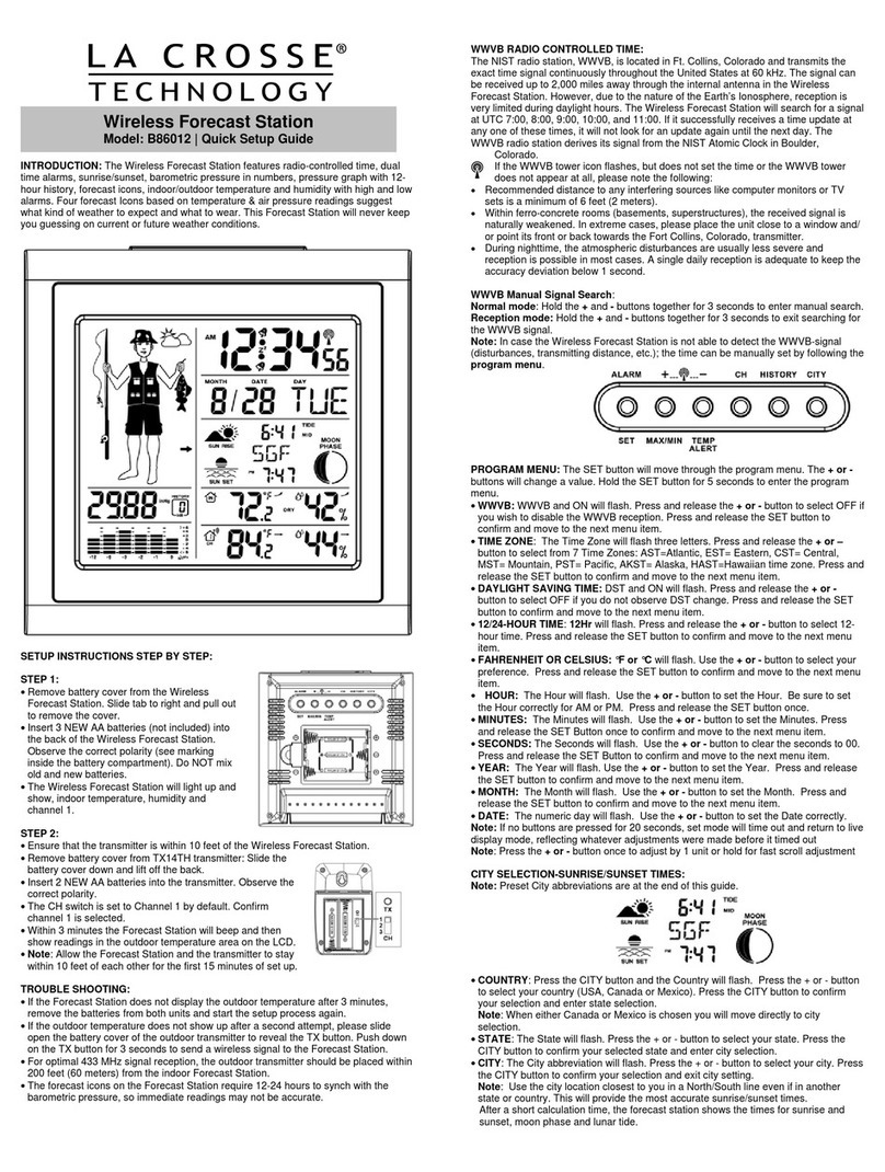 La Crosse B86012 Quick setup guide