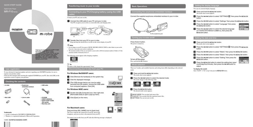 Olympus m:robe MR-F10 Series quick start guide