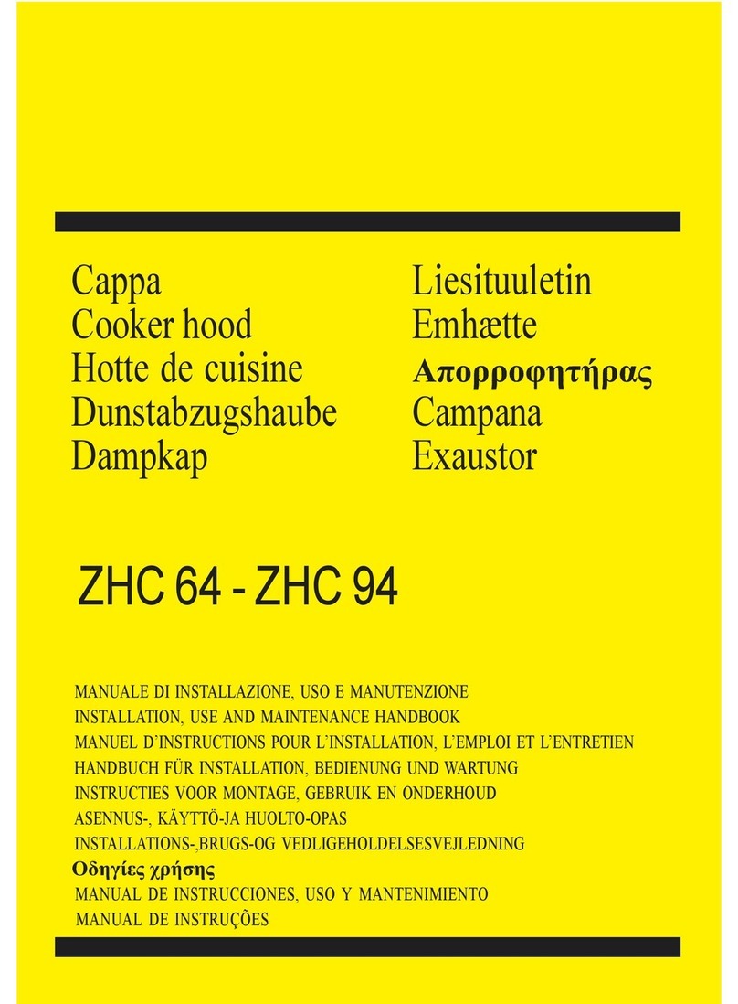 Zanussi ZHC 94 Installation, use and maintenance handbook